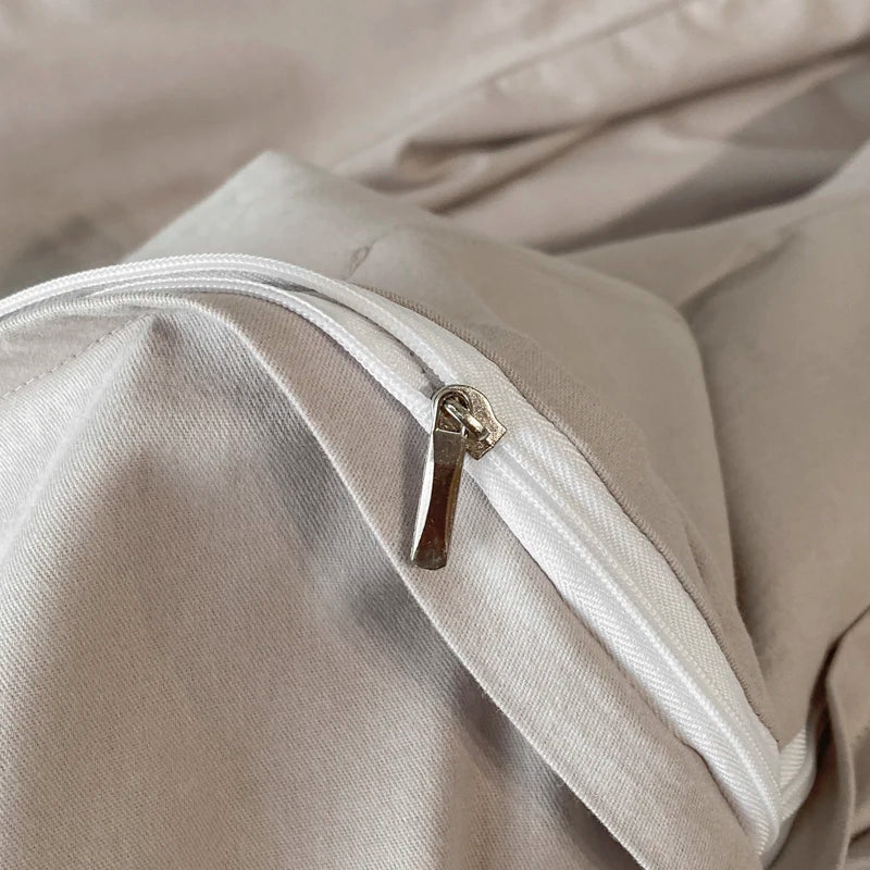 Premium 100% Cotton Brushed Luxury Solid Color Hotel Style Bedding Set Wide Edge Duvet Cover Bed Sheet/Fitted Sheet Pillowcases