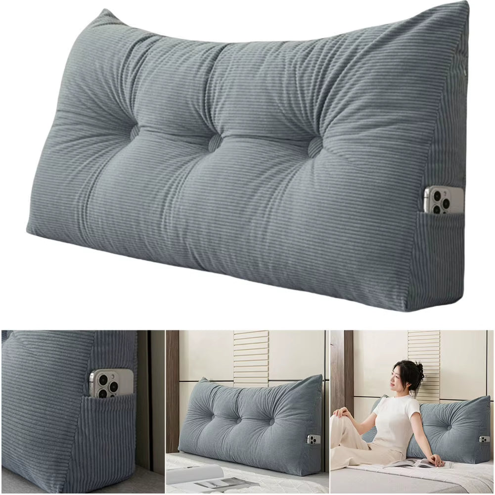 Transform Your Relaxation with Our Stylish Triangular Wedge Headboard Long Backrest Pillow – Perfect for Comfort and Convenience on Beds and Sofas!