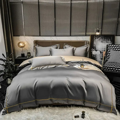 Luxurious Embroidery 100% Egyptian Cotton Bedding Set - Includes Duvet Cover, Flat Sheet & Pillowcases in Queen & King Sizes