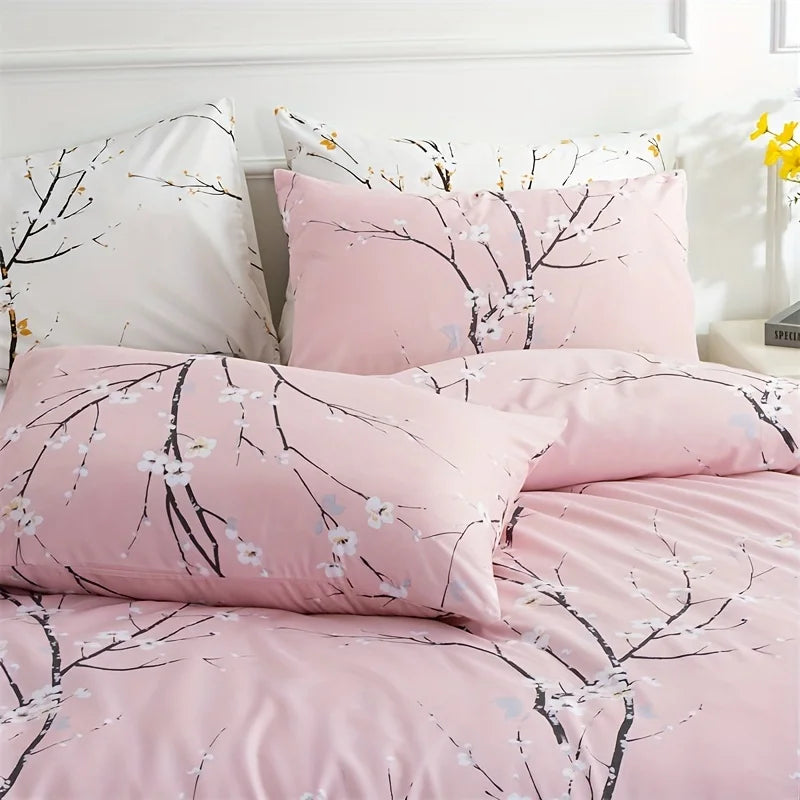 Transform Your Bedroom with Our Soft and Lightweight Tree Branch Printing Bedding Set - Includes Duvet Cover and Pillowcases!