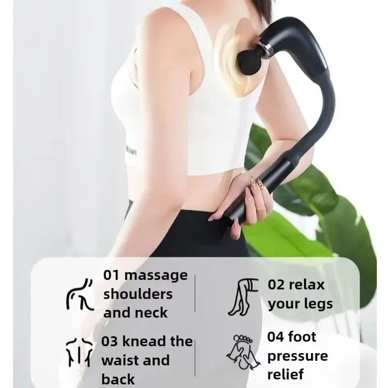 Introducing the 2025 Smart Curved Hook Fascia Gun – Your Ultimate Electric Massager for Ultimate Relaxation at Home!