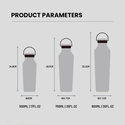 Stainless Steel Vacuum Insulated Water Bottle - Portable, Durable, and Leak-Proof with Matte Finish and Carry Handle for Ultimate Hydration on the Go!