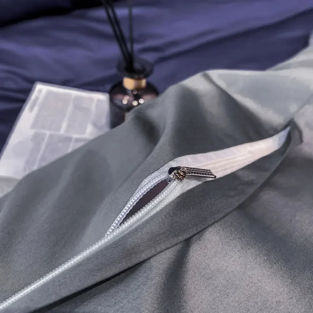Luxurious Embroidery 100% Egyptian Cotton Bedding Set - Includes Duvet Cover, Flat Sheet & Pillowcases in Queen & King Sizes