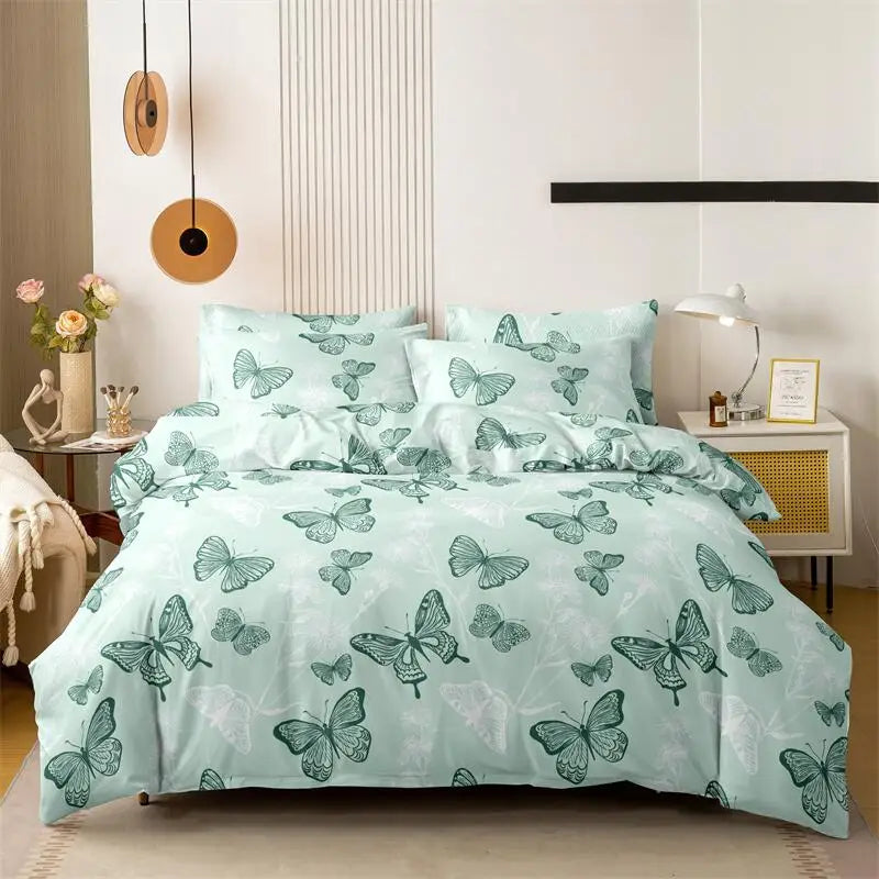 Transform Your Bedroom with Our Vibrant Printed Butterfly Duvet Cover Set - Luxurious Queen Size Bedding for Ultimate Comfort!