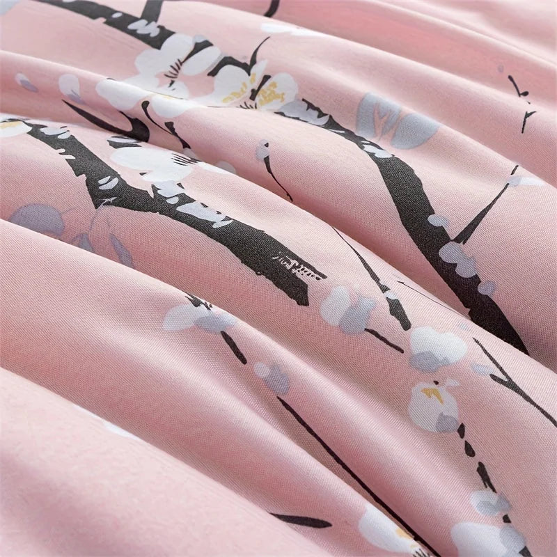 Transform Your Bedroom with Our Soft and Lightweight Tree Branch Printing Bedding Set - Includes Duvet Cover and Pillowcases!