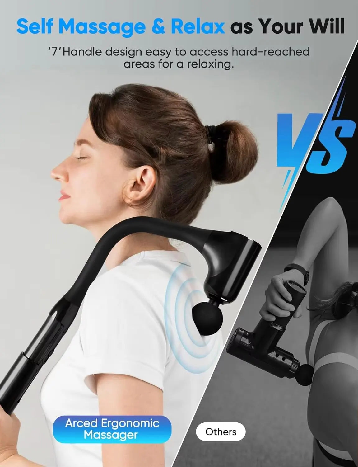 Introducing the 2025 Smart Curved Hook Fascia Gun – Your Ultimate Electric Massager for Ultimate Relaxation at Home!