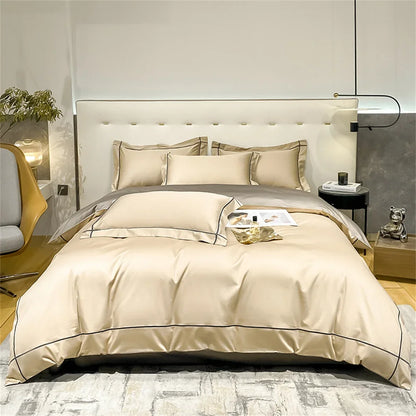 Luxurious Embroidery 100% Egyptian Cotton Bedding Set - Includes Duvet Cover, Flat Sheet & Pillowcases in Queen & King Sizes