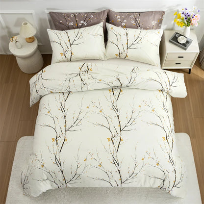 Transform Your Bedroom with Our Soft and Lightweight Tree Branch Printing Bedding Set - Includes Duvet Cover and Pillowcases!