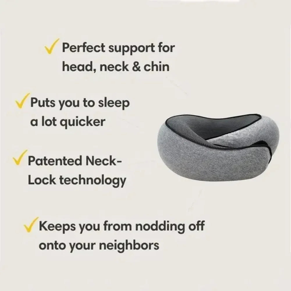 Ultimate Travel Neck Pillow: Adjustable Memory Foam U-Shaped Support for Comfort on the Go