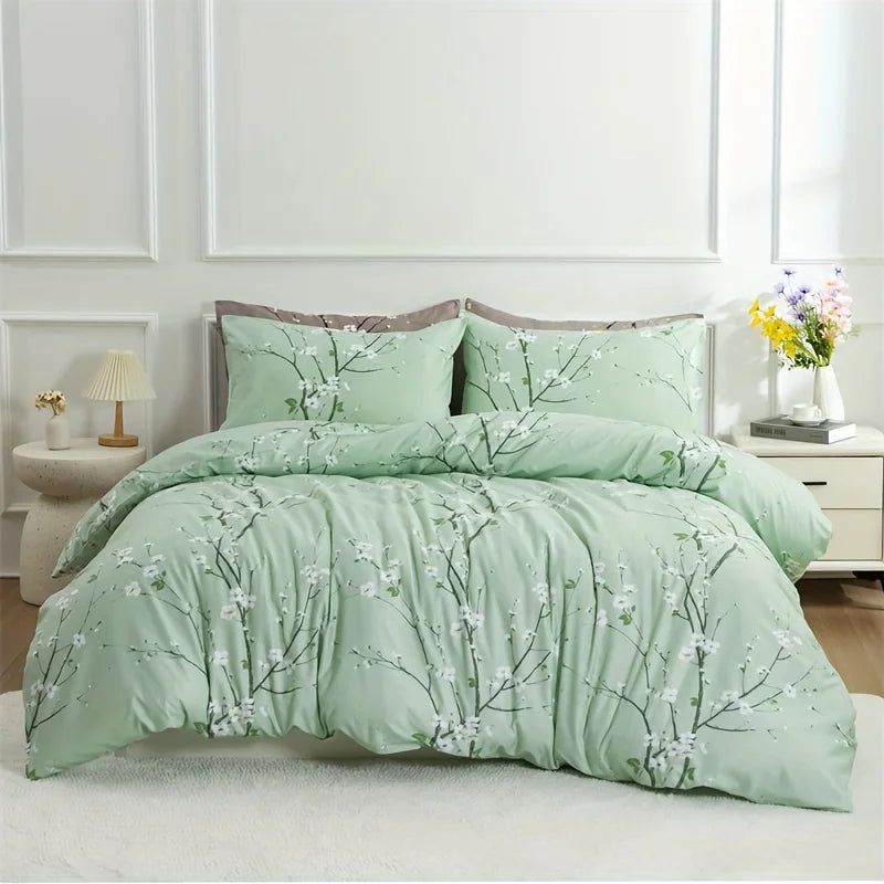 Transform Your Bedroom with Our Soft and Lightweight Tree Branch Printing Bedding Set - Includes Duvet Cover and Pillowcases!