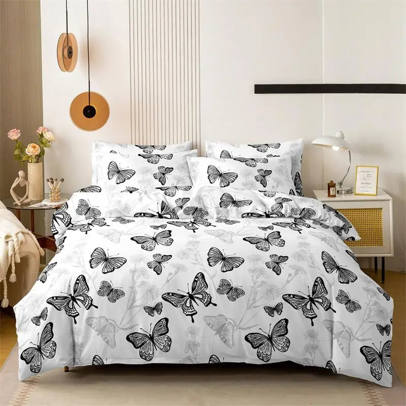 Transform Your Bedroom with Our Vibrant Printed Butterfly Duvet Cover Set - Luxurious Queen Size Bedding for Ultimate Comfort!